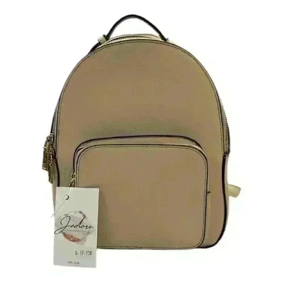 Chic Elegant Cream White Faux Leather Backpack Handbag Purse EUC - Picture 1 of 7